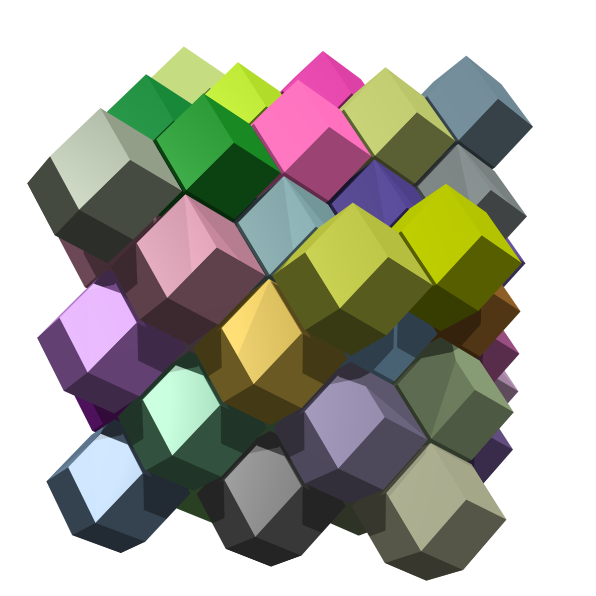 a packing of rhombic dodecahedra